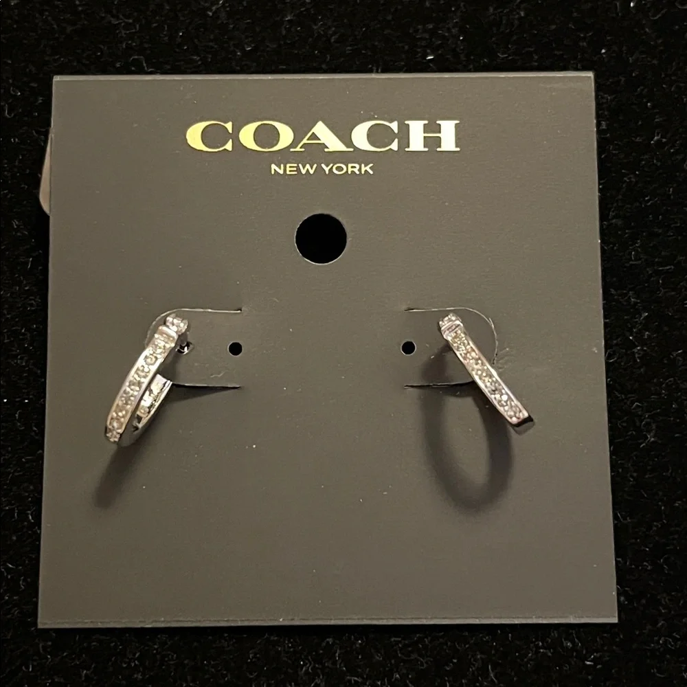 Coach Pave’ Signature C Huggie Earrings - Picture 3 of 6
